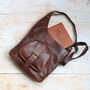 Leather Shoulder Bag With Pockets, Dark Brown, thumbnail 3 of 6