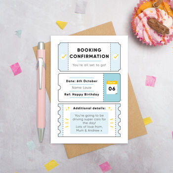 Personalised Birthday Booking Confirmation Card, 4 of 10