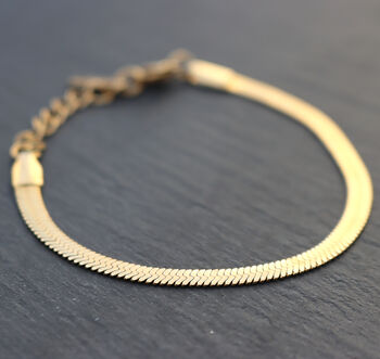 Flat Snake Bone Chain Bracelet 18ct Gold Plated, 2 of 7