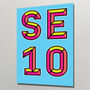 Se10 London Postcode Neon Typography Print, thumbnail 1 of 4