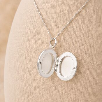 Personalised Sterling Silver Moss Agate Gemstone Photo Locket Necklace, 3 of 6