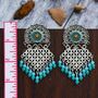 Bohemian Braided Turquoise Indian Boho Earrings, thumbnail 6 of 9