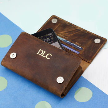 Personalised Leather Trifold Wallet And Smartphone Case, 3 of 12