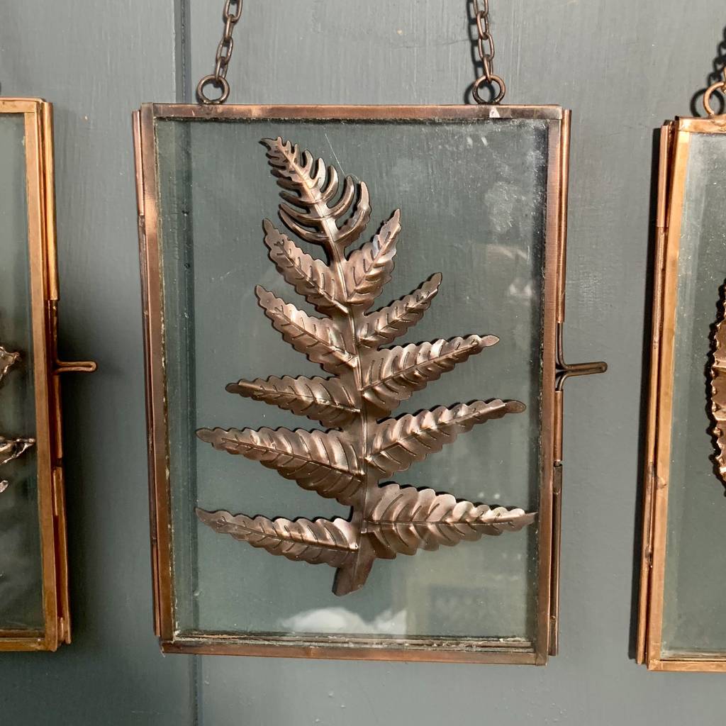 brass and glass copper leaf art by london garden trading