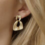 Matt Gold Colour Linked Square Hoop Earrings, thumbnail 3 of 3