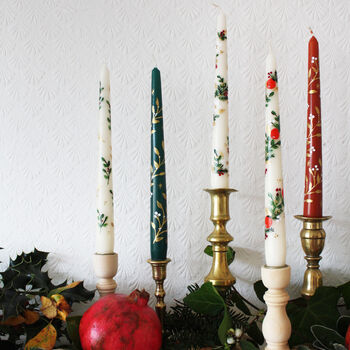 Hand Painted Golden Garland Candles, 4 of 5