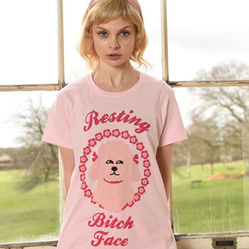 Resting Bitch Face Women's Dog Slogan T Shirt, 4 of 5