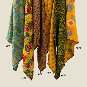 Fair Trade Recycled Sari Hair Neck Scarf Square 55cm, 6 of 12