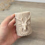 Neutral Christmas Pillar Candle With Christmas Reindeer, thumbnail 5 of 10