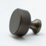 Antique Brass Round Knurled Knob With Border, thumbnail 1 of 2