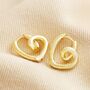 Small Scribble Heart Hoop Earrings In Gold, thumbnail 2 of 4