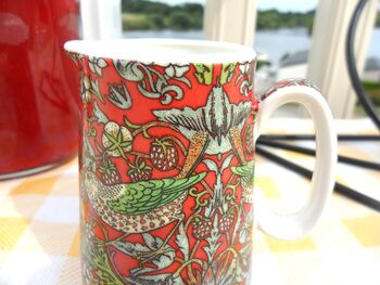 Cream Jug In Red Strawberry Thief Design, 3 of 8