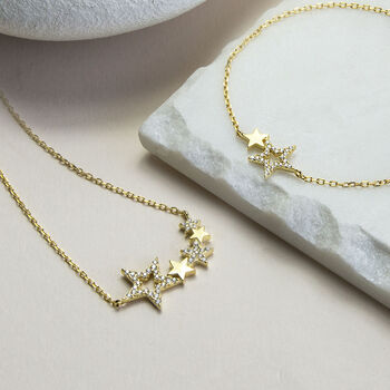 Gold Plated Silver Pavé Star Ear Jackets, 3 of 4