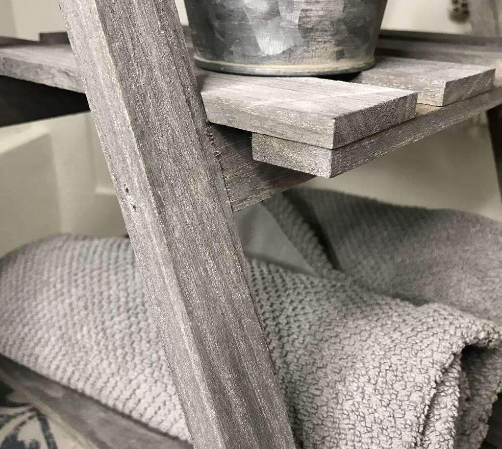 Small Grey Wooden Tiered Standing Shelf By Ev Home