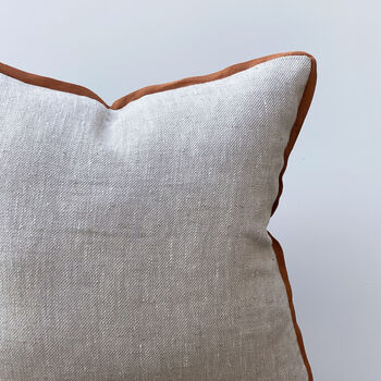 Terracotta Edge Linen Cushion Cover, 3 of 5