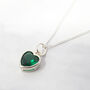 Mini Heart Silver Emerald May Birthstone Necklace, thumbnail 1 of 4