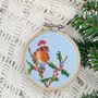 Robin On Holly Christmas Mini Cross Stitch Kit, thumbnail 6 of 6