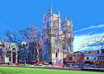Westminster Abbey, London Illustration Art Print, 2 of 2