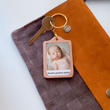 Personalised Wooden Photo Keyring With Name Or Message, 4 of 8