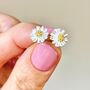Sterling Silver Gold Vermeil Plated Daisy Stud Earrings, thumbnail 1 of 3