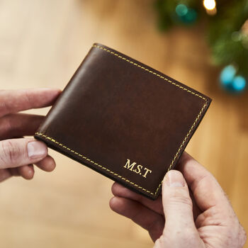 Personalised Leather Wallet With Contrast Stitch, 4 of 12