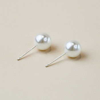 Simple White Pearl Stud Earrings, 3 of 3