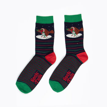 Rockin Robin Bamboo Socks Men's Christmas Cracker Hanging Tree Decoration, 3 of 5