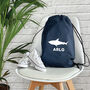 Kids Personalised Shark Drawstring Bag, thumbnail 6 of 7