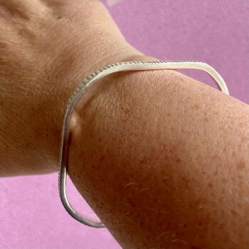 Square Shape Linear Sterling Silver Bangle, 2 of 3