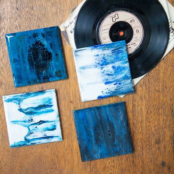 Sold Abstract Art On Ceramic Coasters | Set Of Two/Four, 6 of 8