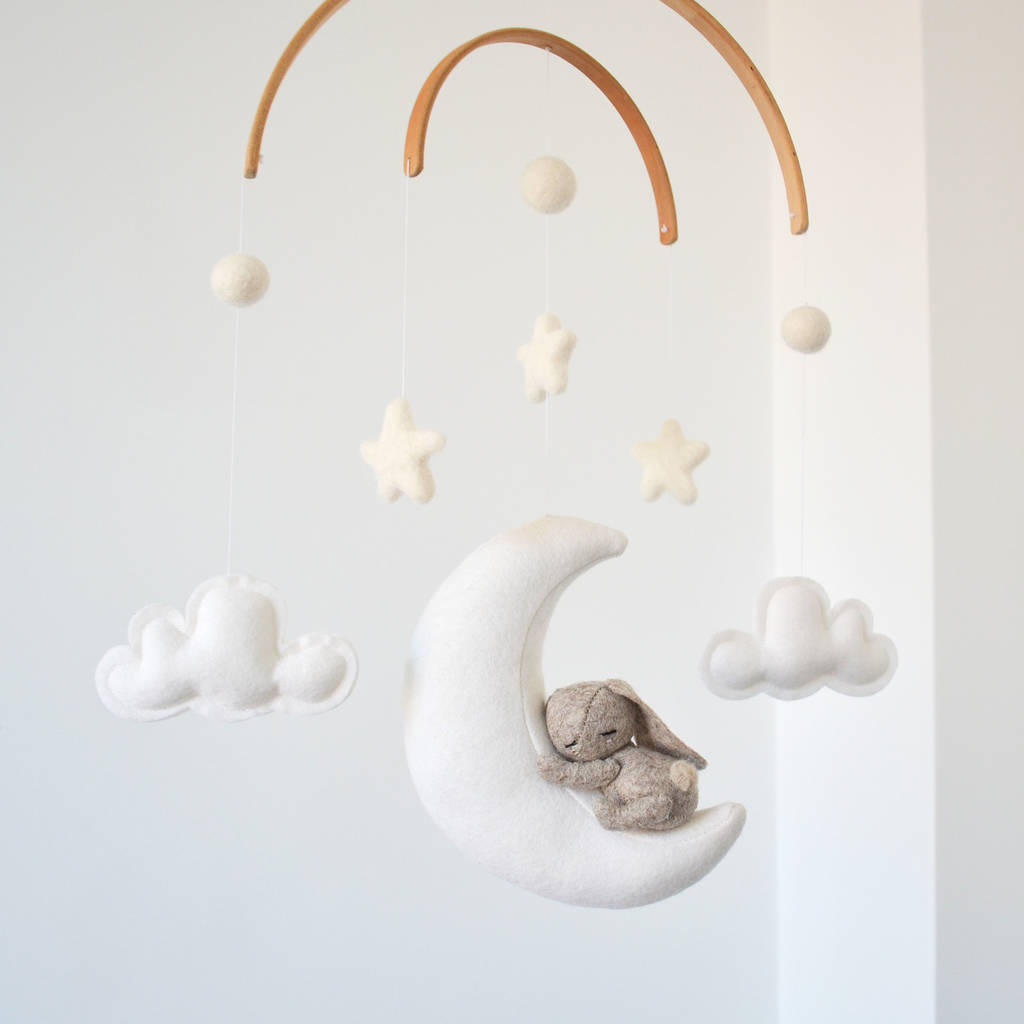 Sleeping Bunny With Moon And Stars Baby Mobile, 1 of 12