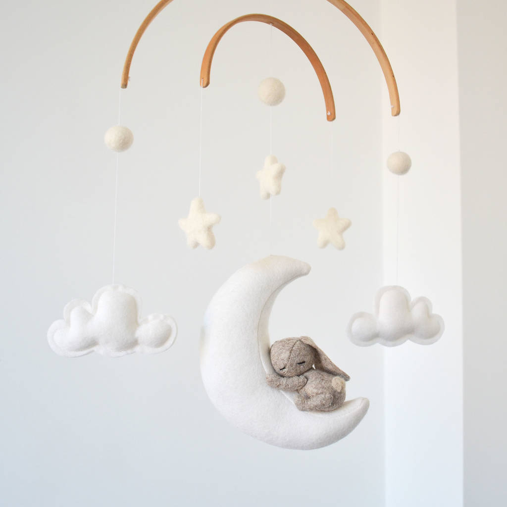 Sleeping Bunny With Moon And Stars Baby Mobile By What A Curly