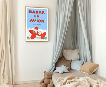 Babar The Elephant Aeroplane Nursery Art Print, 3 of 3