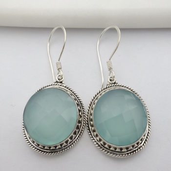 Large Faceted Chalcedony Earrings, 4 of 5