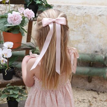 Pale Pink Satin Flower Girl Bow Barrette, 3 of 7