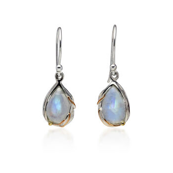 Handmade Natural Rainbow Moonstone Droplet Earrings, 5 of 8