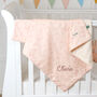 Personalised Trixie Rosy Rabbit Organic Cotton Fleece Blanket, thumbnail 1 of 6