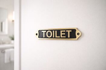 Traditional Brass Toilet Door Plaque With Black Finish, 5 of 7