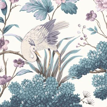 Crane Bird Japanese Blue Wallpaper, 3 of 4