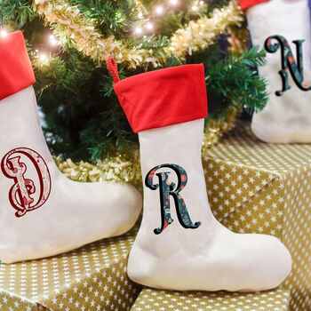 Personalised Initial Luxury Christmas Stocking Nordic, 2 of 9