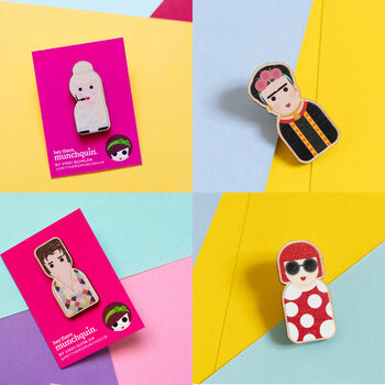 Cute Icon Inspired Wooden Pin Badges Various Designs, 2 of 6