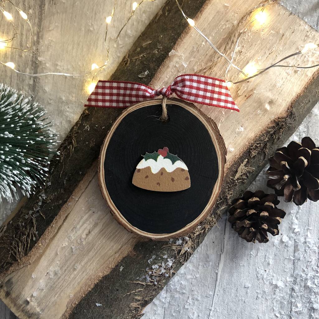 Personalised Christmas Pudding Wood Slice Decoration By Alphabet