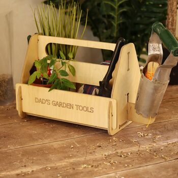 Personalised Wooden Garden Tool Caddy – Gardener Gift For Father’s Day, 8 of 12