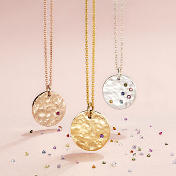 Textured Confetti Birthstone Disc Necklace, 12 of 12