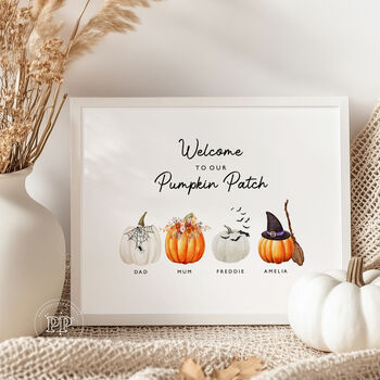 Personalised Family Pumpkin Print, Halloween Print, 3 of 5