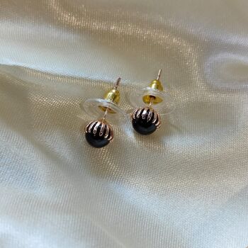 Black Small Ball Studs Dot Earrings, 3 of 4
