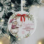 Personalised Baby's First Christmas Keepsake Ornament In Pink, Blue Or Red, thumbnail 3 of 5