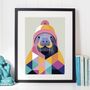 Cosy Walrus Portrait Illustration Art Print, thumbnail 2 of 3