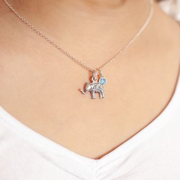 Sterling Silver Personalised Lucky Elephant Necklace, 3 of 4