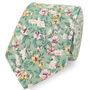 100% Cotton Handmade Floral Wedding Tie Green, thumbnail 1 of 4